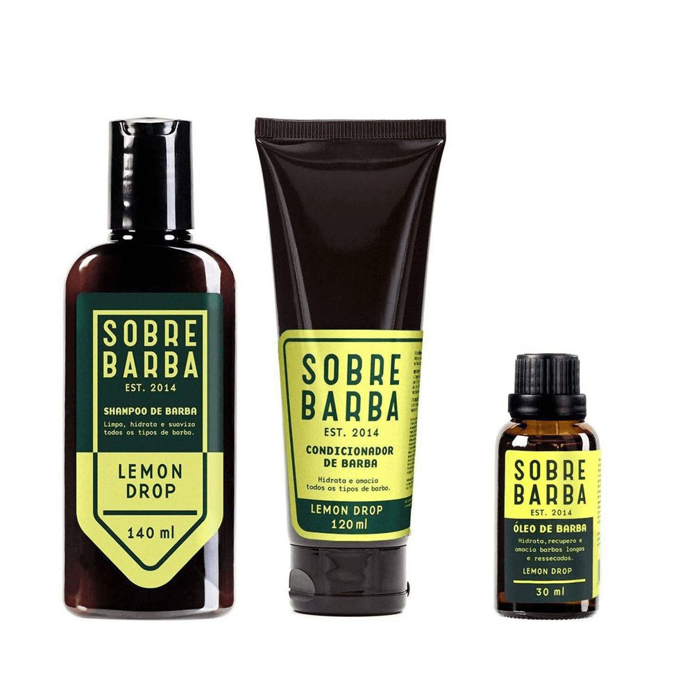 Kit Sobrebarba Shampoo 140ml + Condicionador 120ml + Óleo De Barba 30ml Lemon Drop