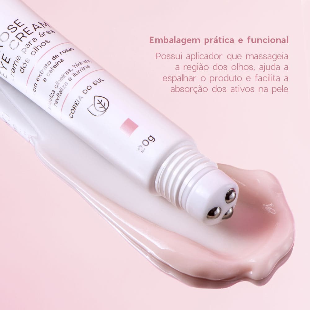 Creme para Área Dos Olhos Roll-On com Extrato de Rosas Rose Eye Cream 20g