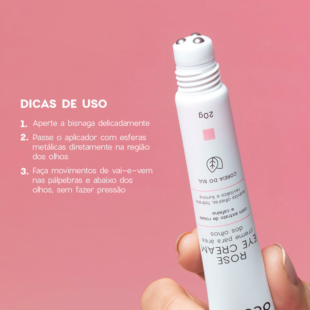 Creme para Área Dos Olhos Roll-On com Extrato de Rosas Rose Eye Cream 20g