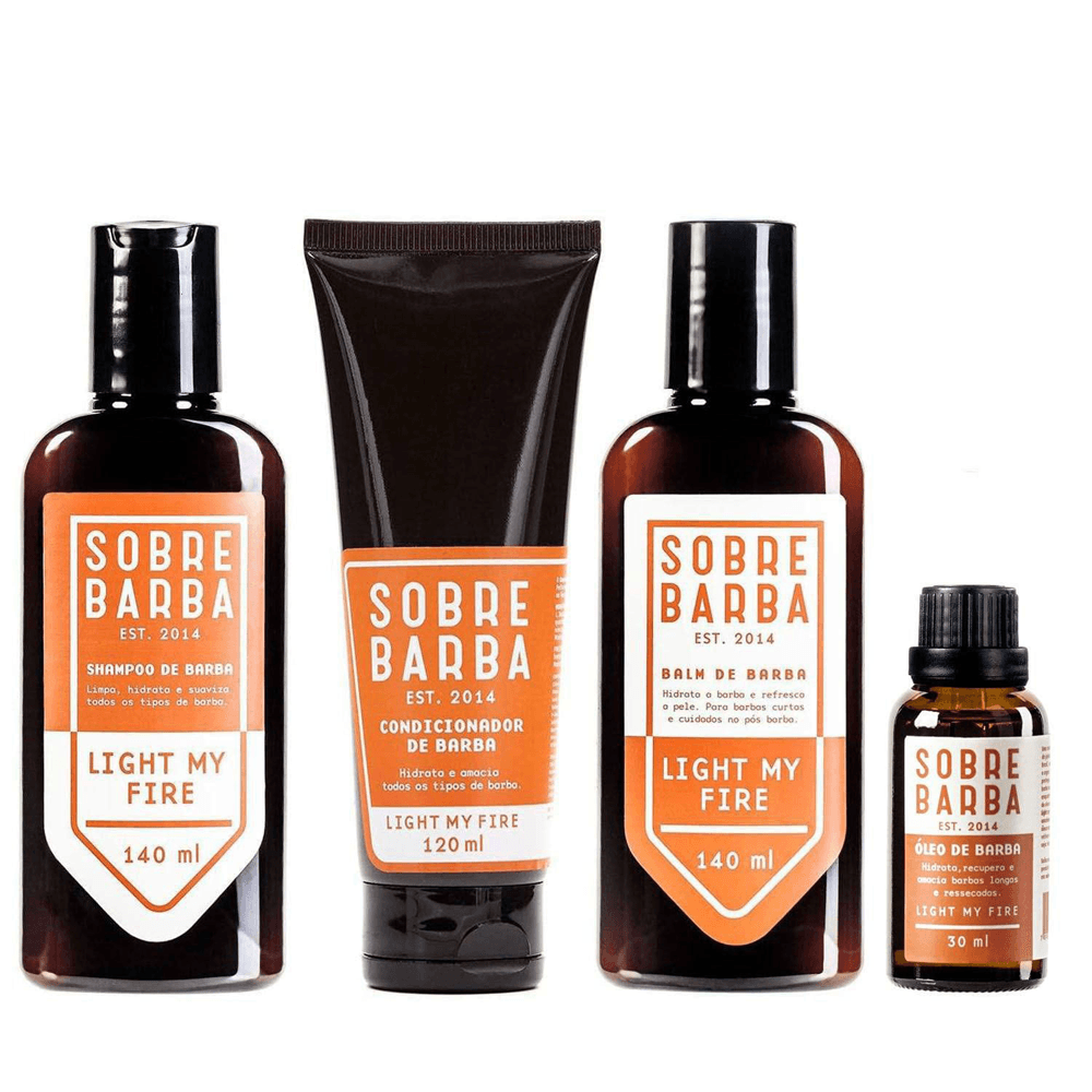 Kit Sobrebarba Shampoo 140ml + Condicionador 120ml + Balm 140ml + Óleo De Barba 30ml Light My Fire
