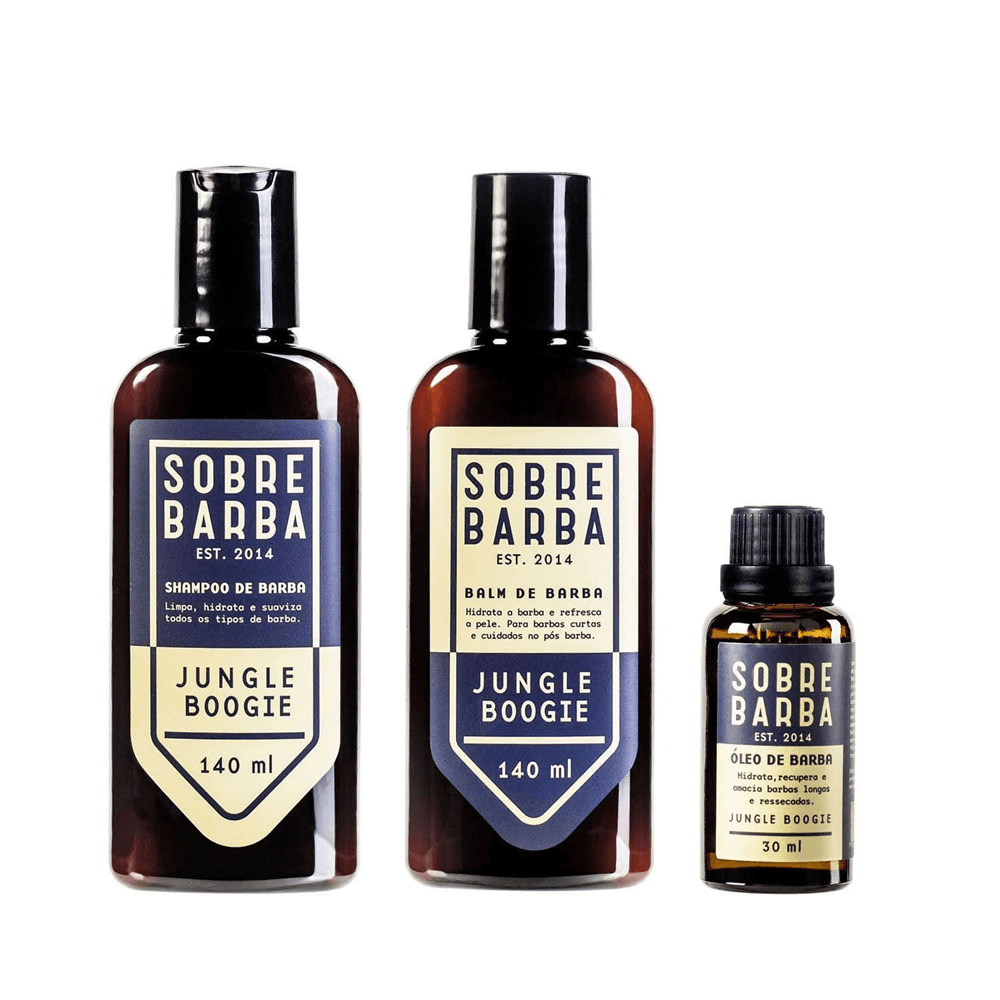 Kit Sobrebarba Shampoo 140ml + Balm 140ml + Óleo De Barba 30ml Jungle Boogie