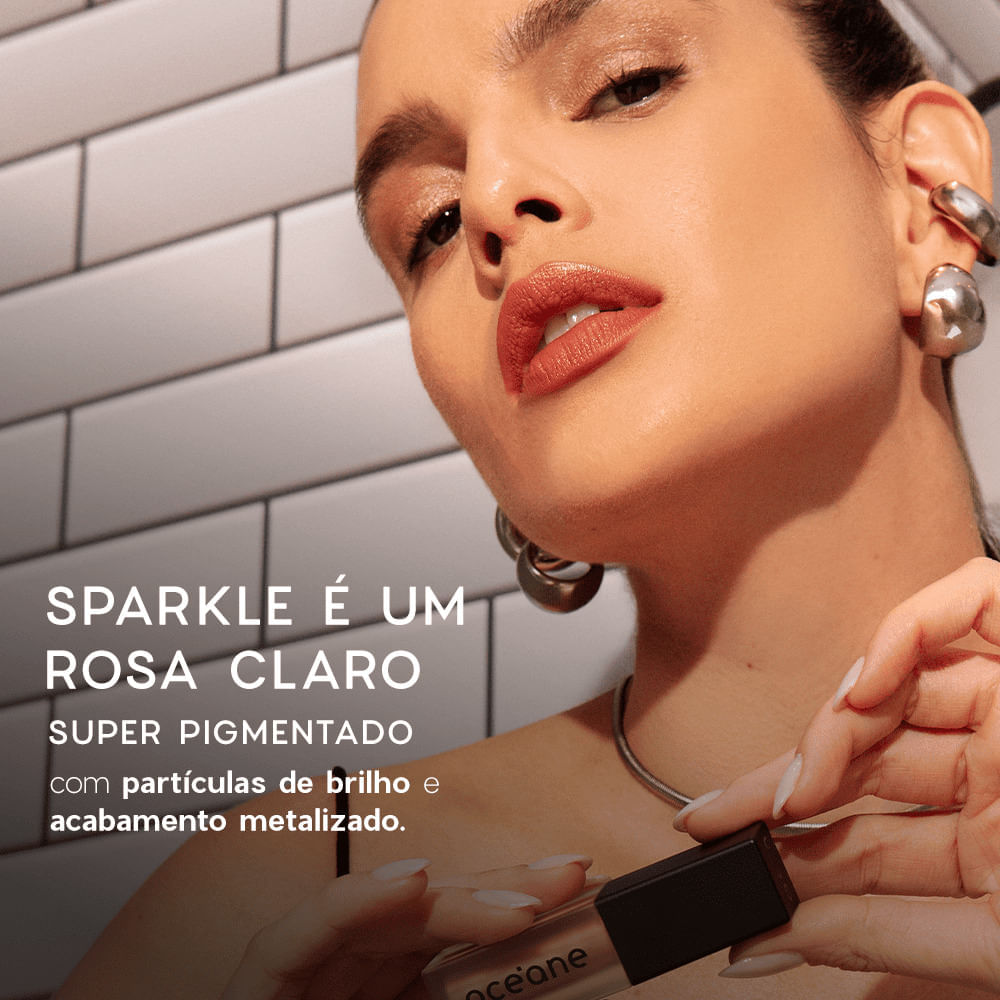 Sombra Líquida Rosa Metalizada Liquid Eyeshadow Océane Edition 4g Cor Sparkle