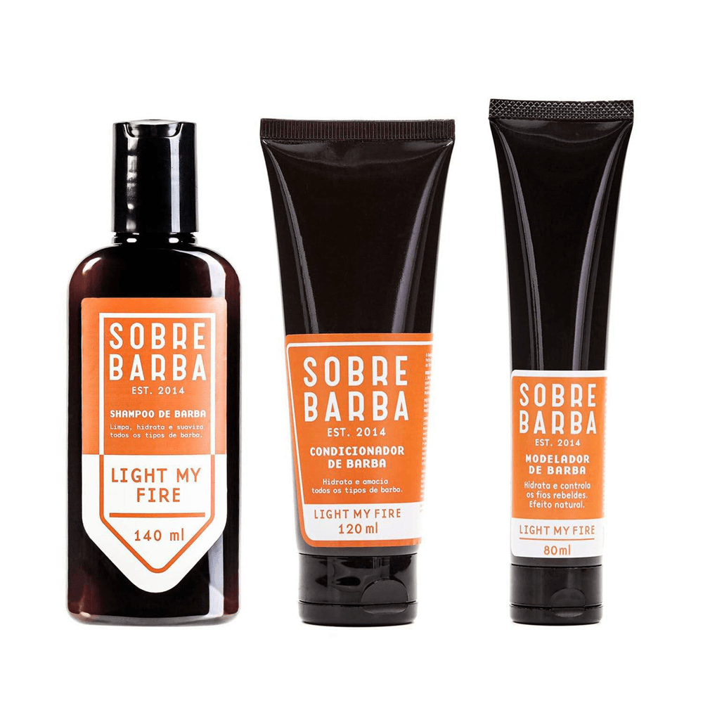 Kit Sobrebarba Shampoo 140ml + Condicionador 120ml  + Modelador De Barba 80ml Light My Fire