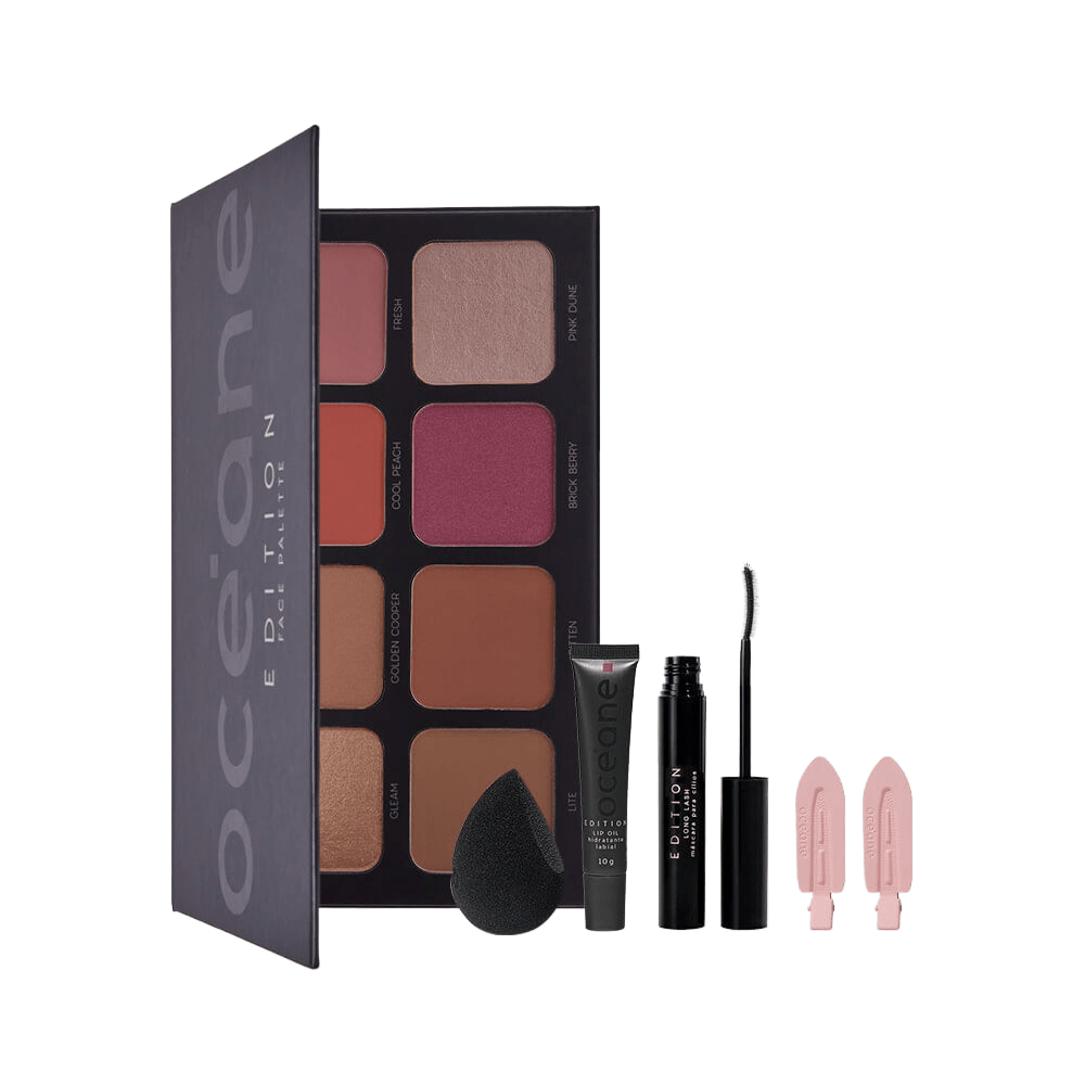 Kit Paleta Multiuso Océane Flat Drop + Máscara Para Cílios + Lip Oil + Hair Clip