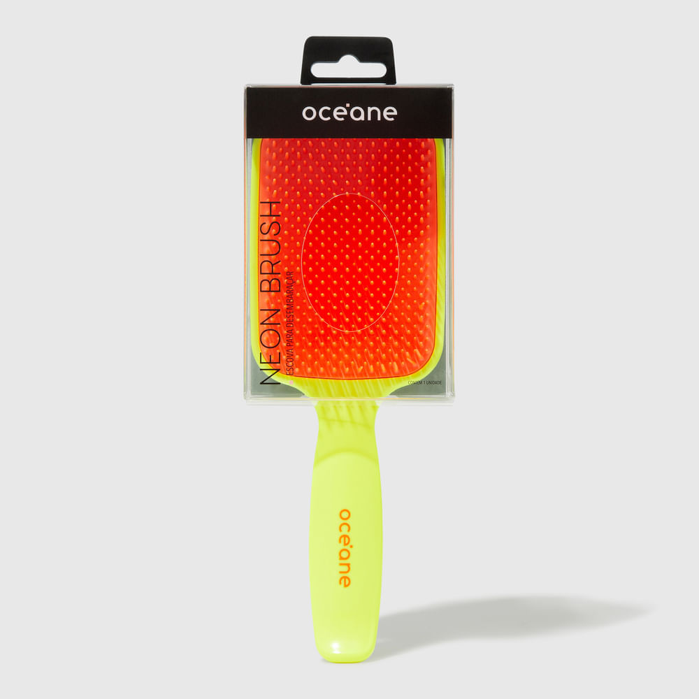 Escova de Cabelo Desembaraçadora Amarela Neon Brush