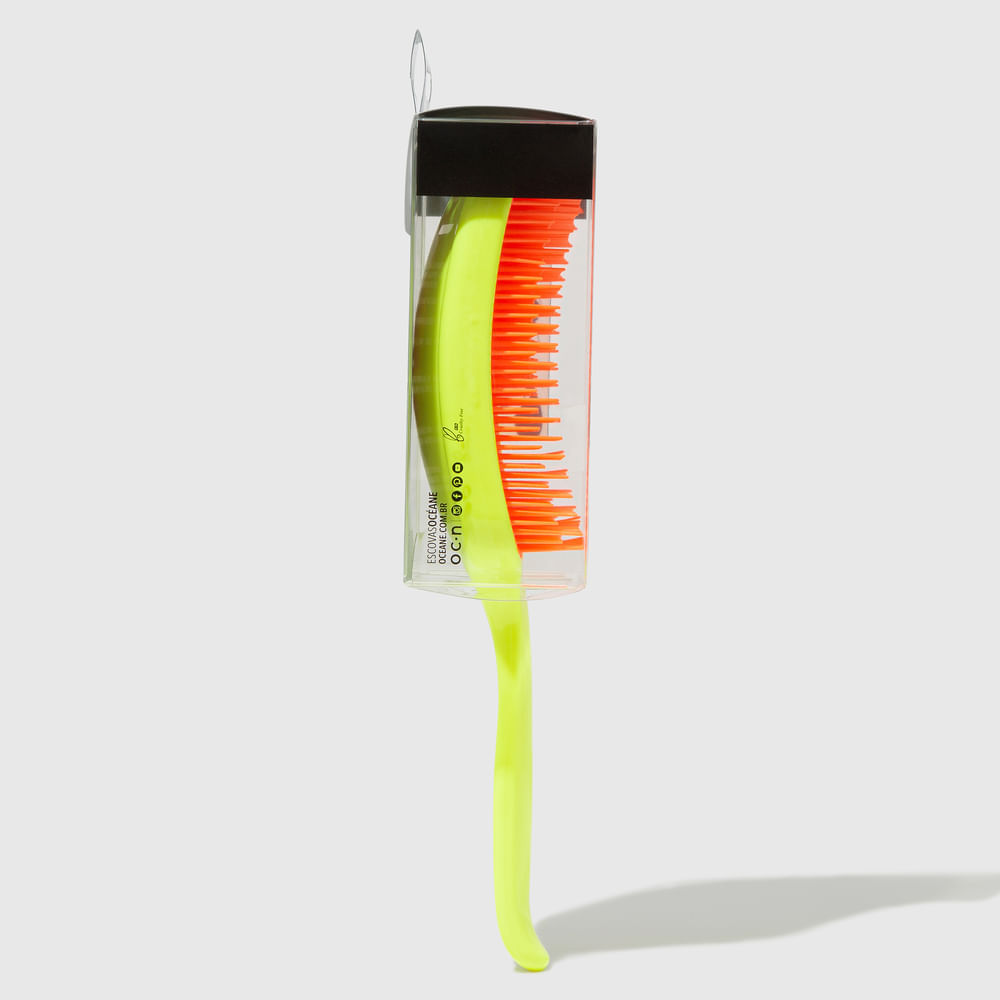 Escova de Cabelo Desembaraçadora Amarela Neon Brush