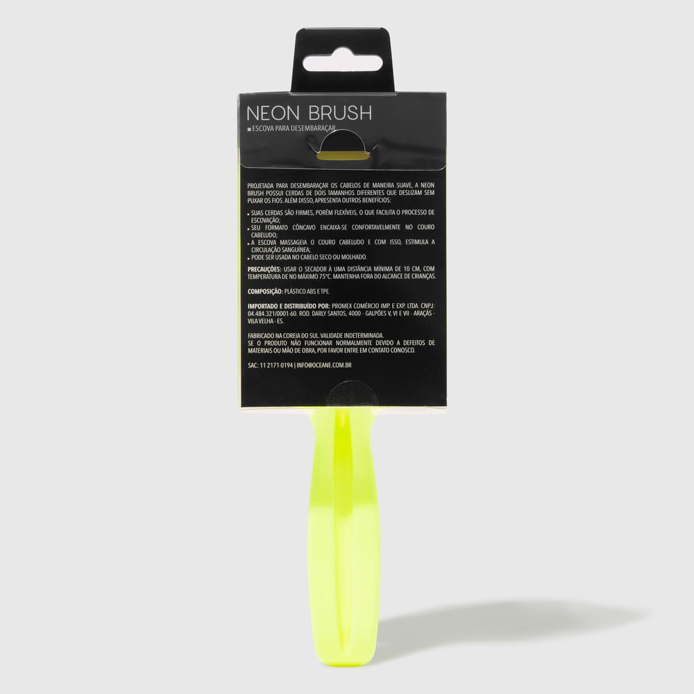 Escova de Cabelo Desembaraçadora Amarela Neon Brush
