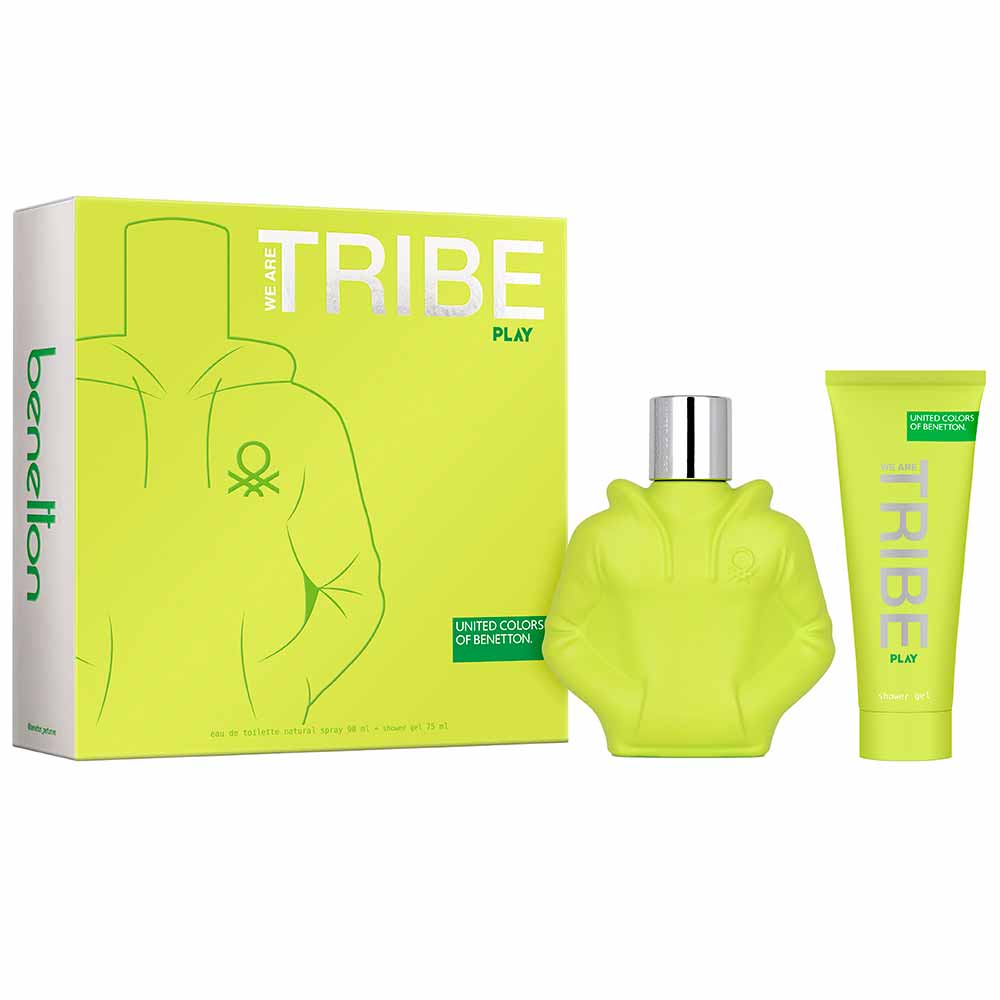 Kit Coffret Perfume United Colors Benetton We Are Tribe Play Edt 90ml + Gel De Banho 75mll