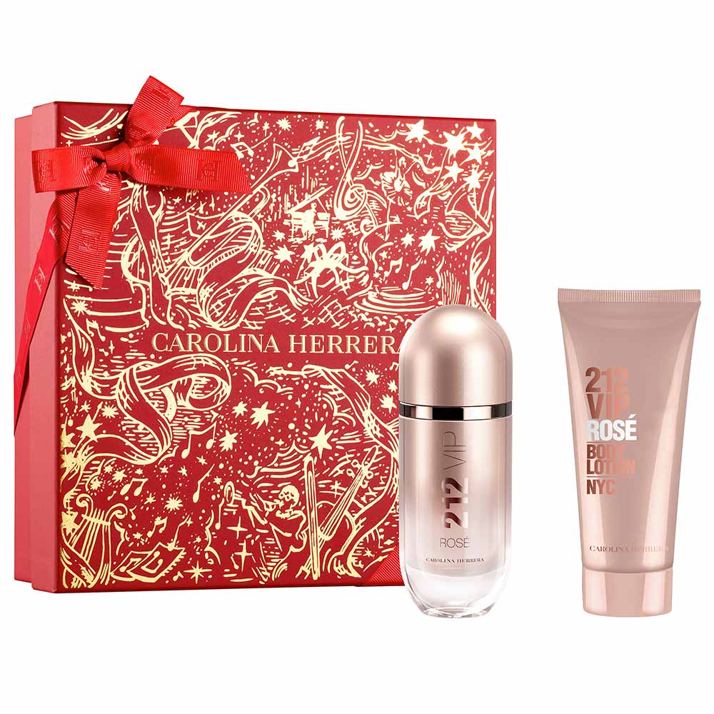 Kit Coffret Perfume 212 Vip Rose 80ml + Creme Corporal 100ml Carolina Herrera
