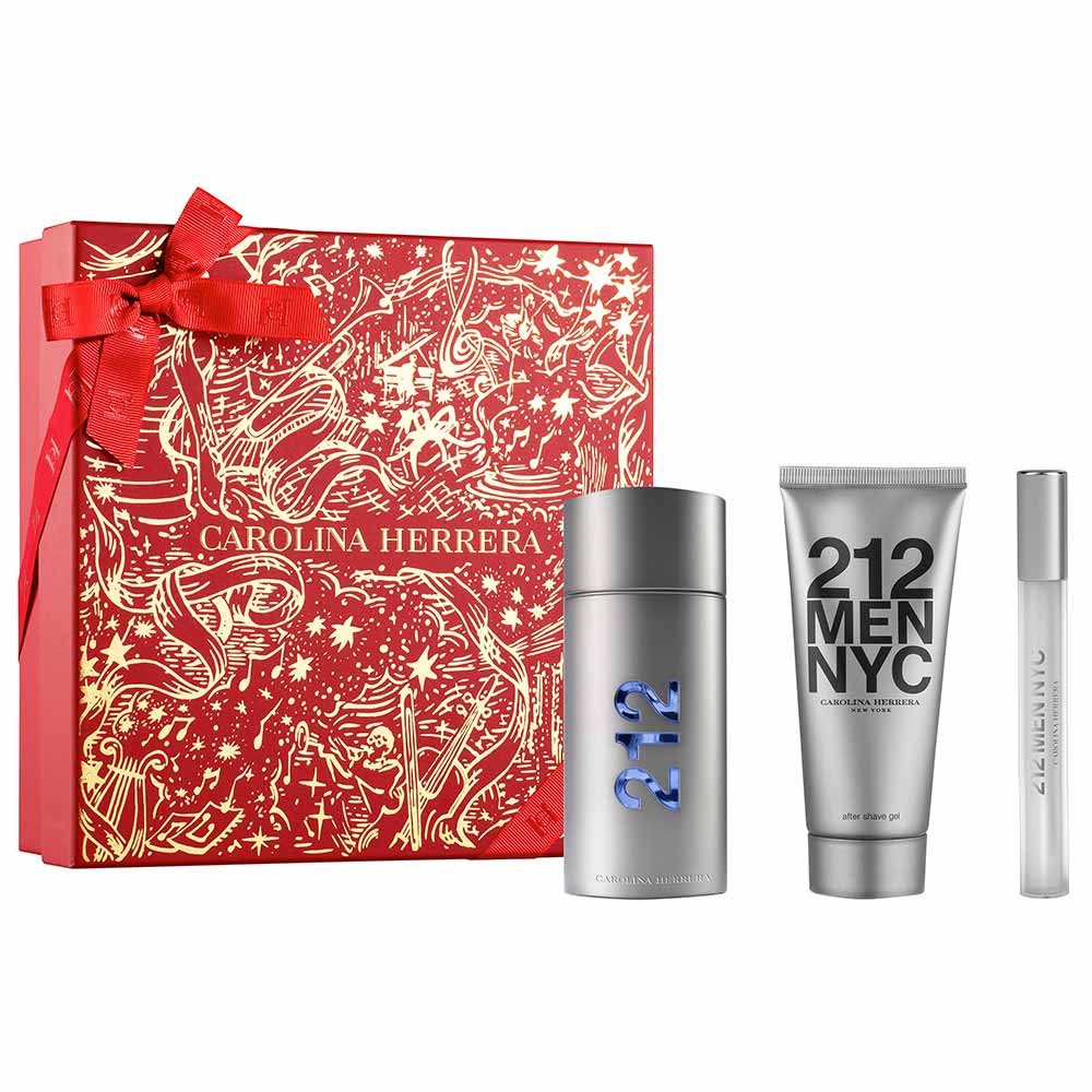 Kit Coffret Perfume 212 Men 100ml + Balm Pós Barba 100ml + Travel Size 10ml Carolina Herrera