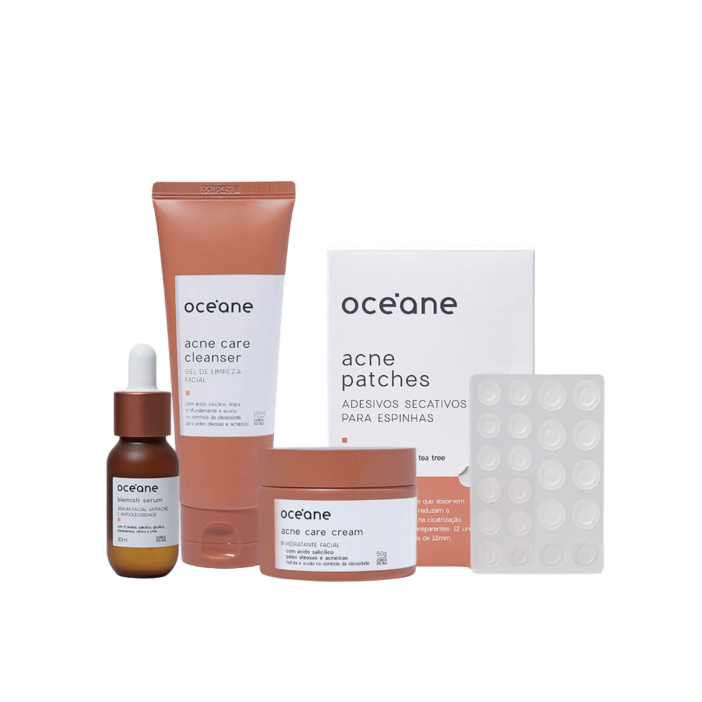 Kit Adesivo Secativo + Hidratante Facial + Gel de Limpeza + Serúm Antiacne