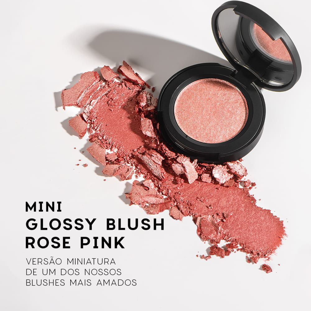 Kit Mini Batom Rosa + Mini Blush Cintilante + Lápis de Contorno Labial Océane Edition