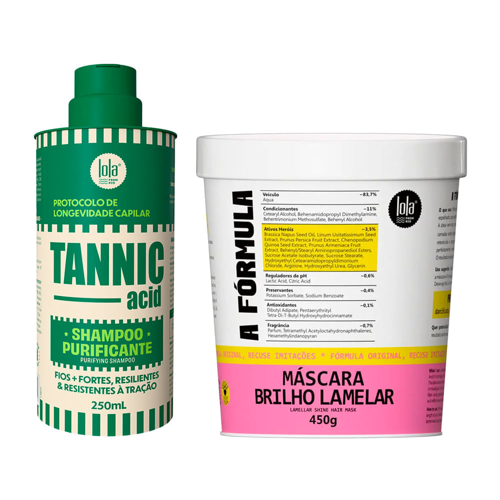 Kit Lola From Rio Tannic Shampoo 250ml + A Fórmula Máscara 450g