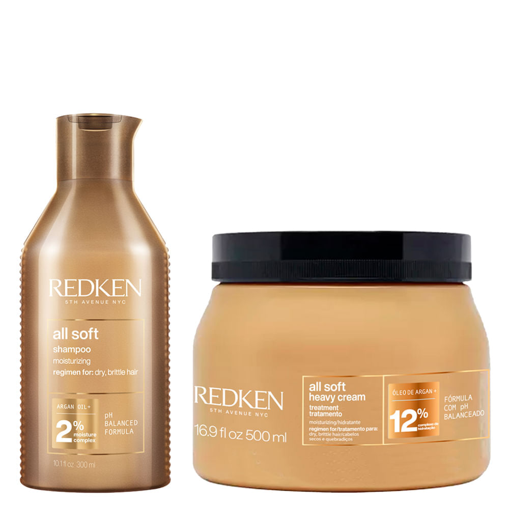 Kit Redken Shampoo All Soft 300ml + Máscara 500ml