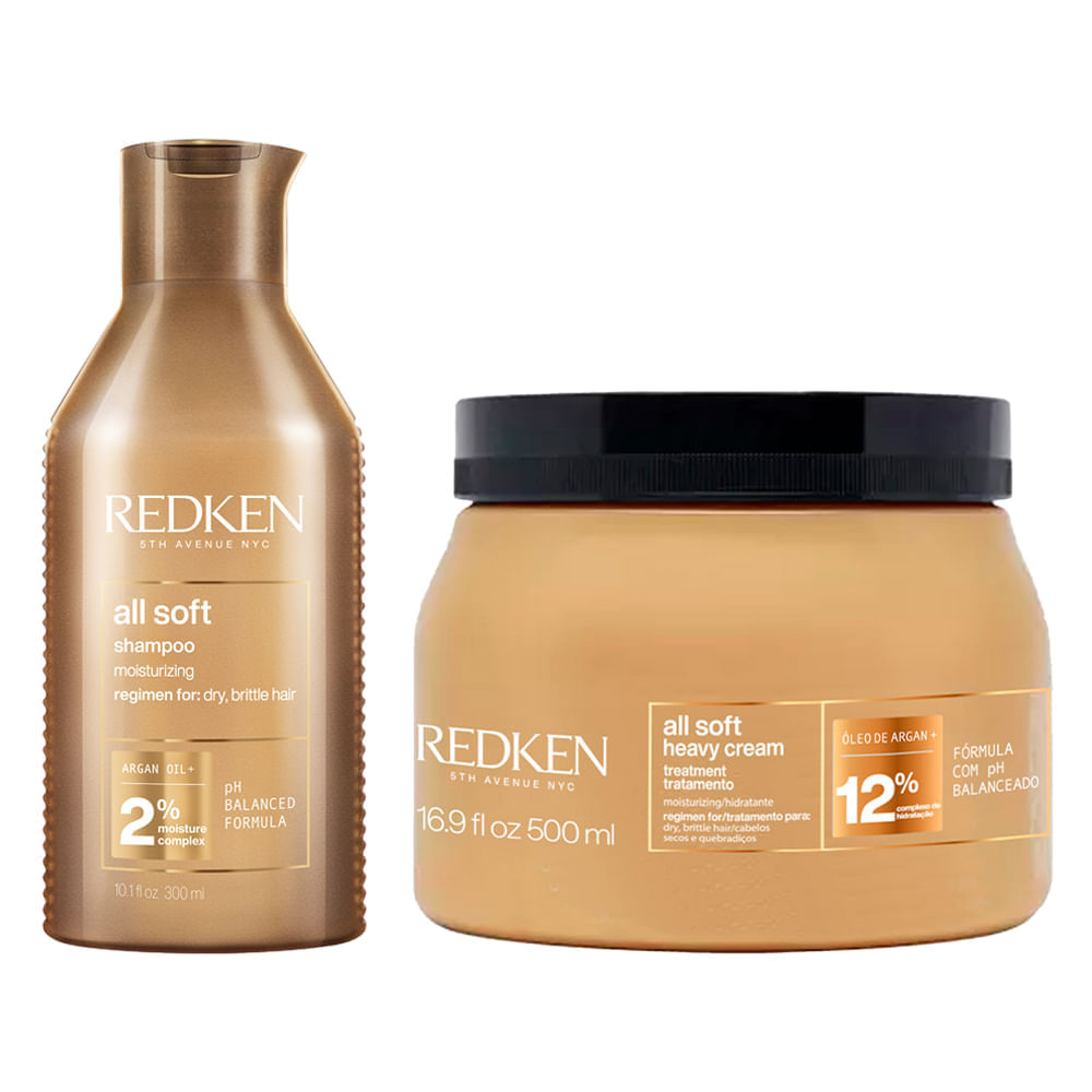 Kit Redken Shampoo All Soft 300ml + Máscara 500ml