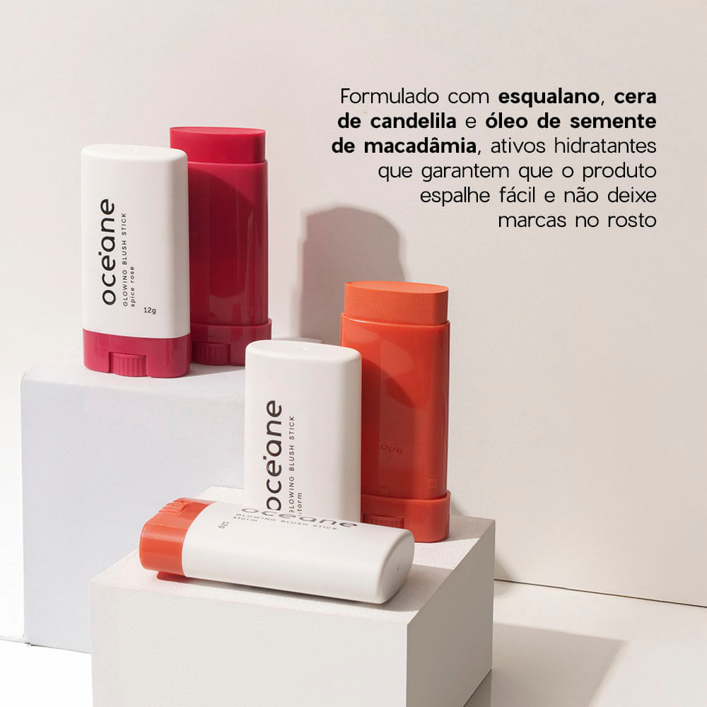 Blush em Bastao Laranja Glowing Blush Stick Storm Oceane Limited 12g