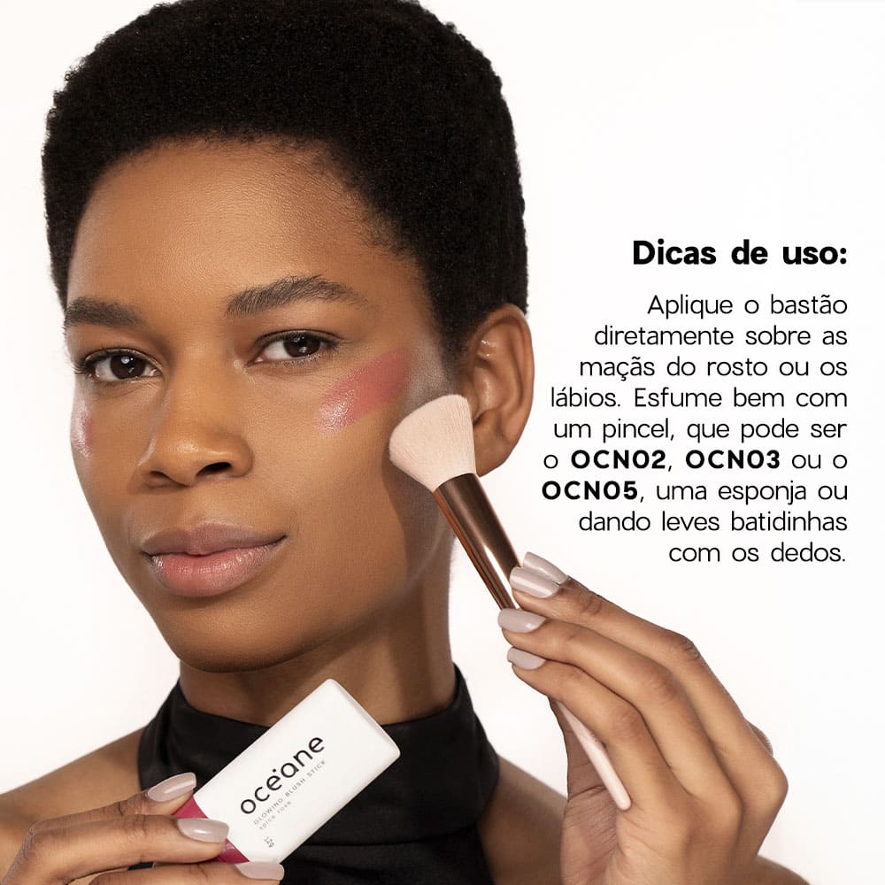 Blush em Bastao Rosa Glowing Blush Stick Spice Pink Oceane Limited 12g