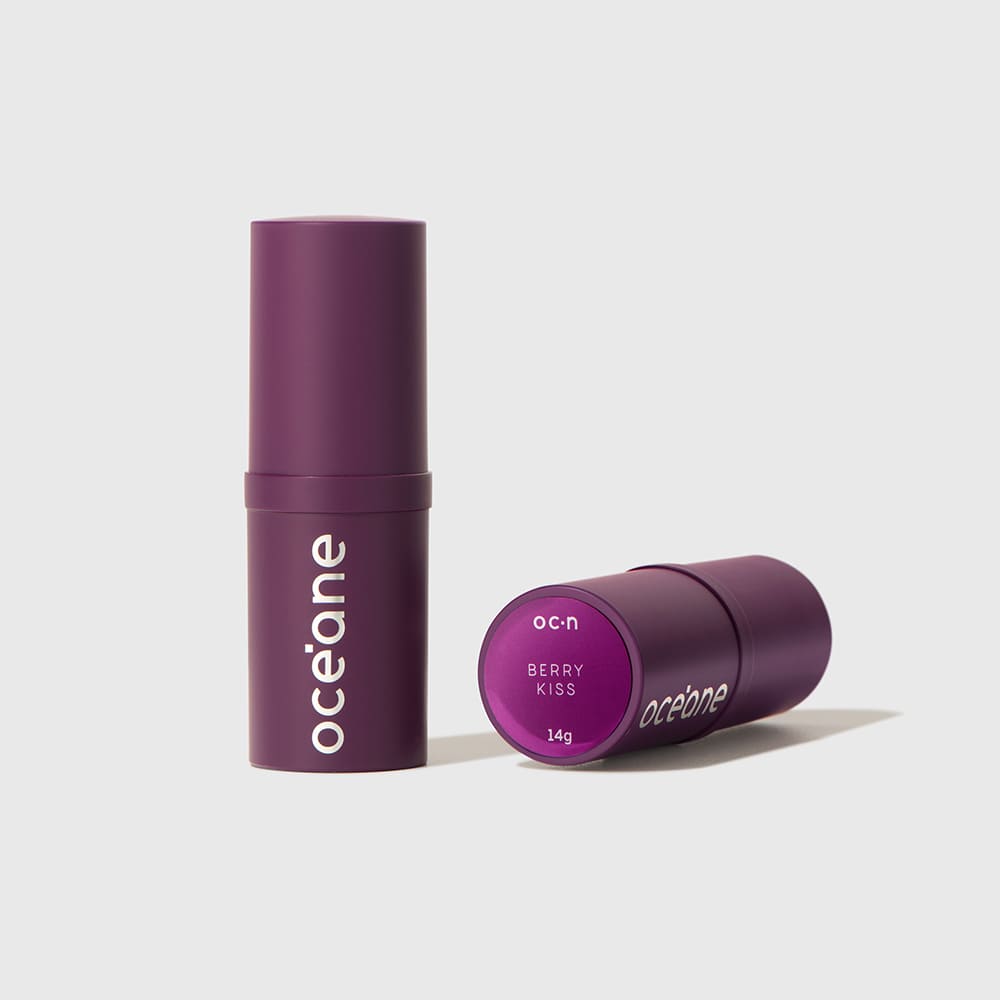 Blush em Bastão Vermelho Blush Stick Berry Kiss Océane Purple 14g