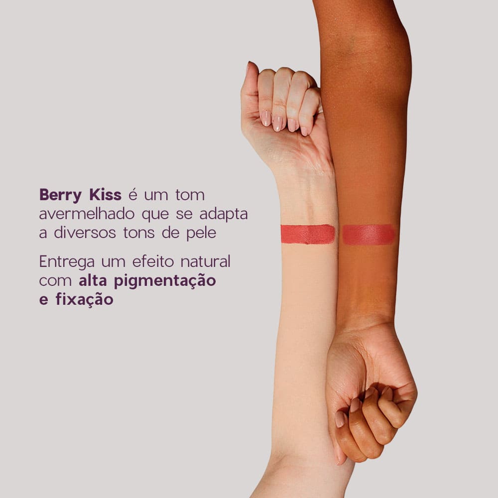 Blush em Bastão Vermelho Blush Stick Berry Kiss Océane Purple 14g