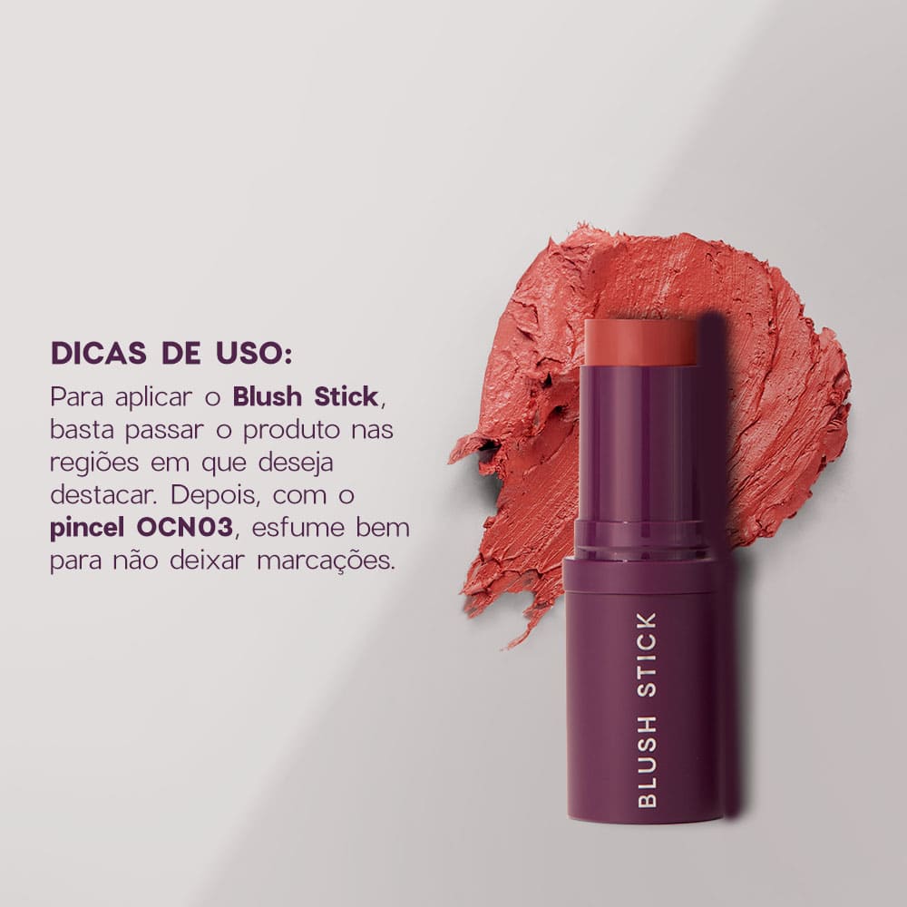 Blush em Bastão Vermelho Blush Stick Berry Kiss Océane Purple 14g