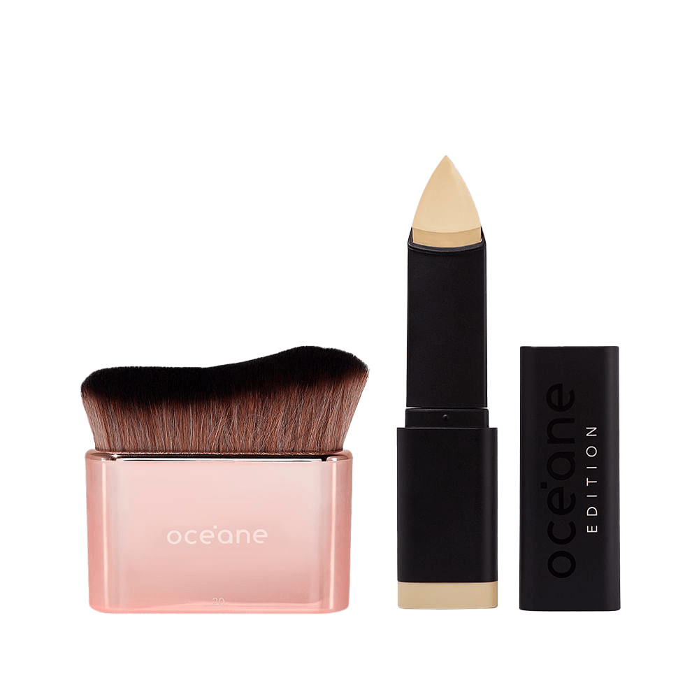 Kit Base Em Bastão Ivory + Pincel De Maquiagem Multifuncional