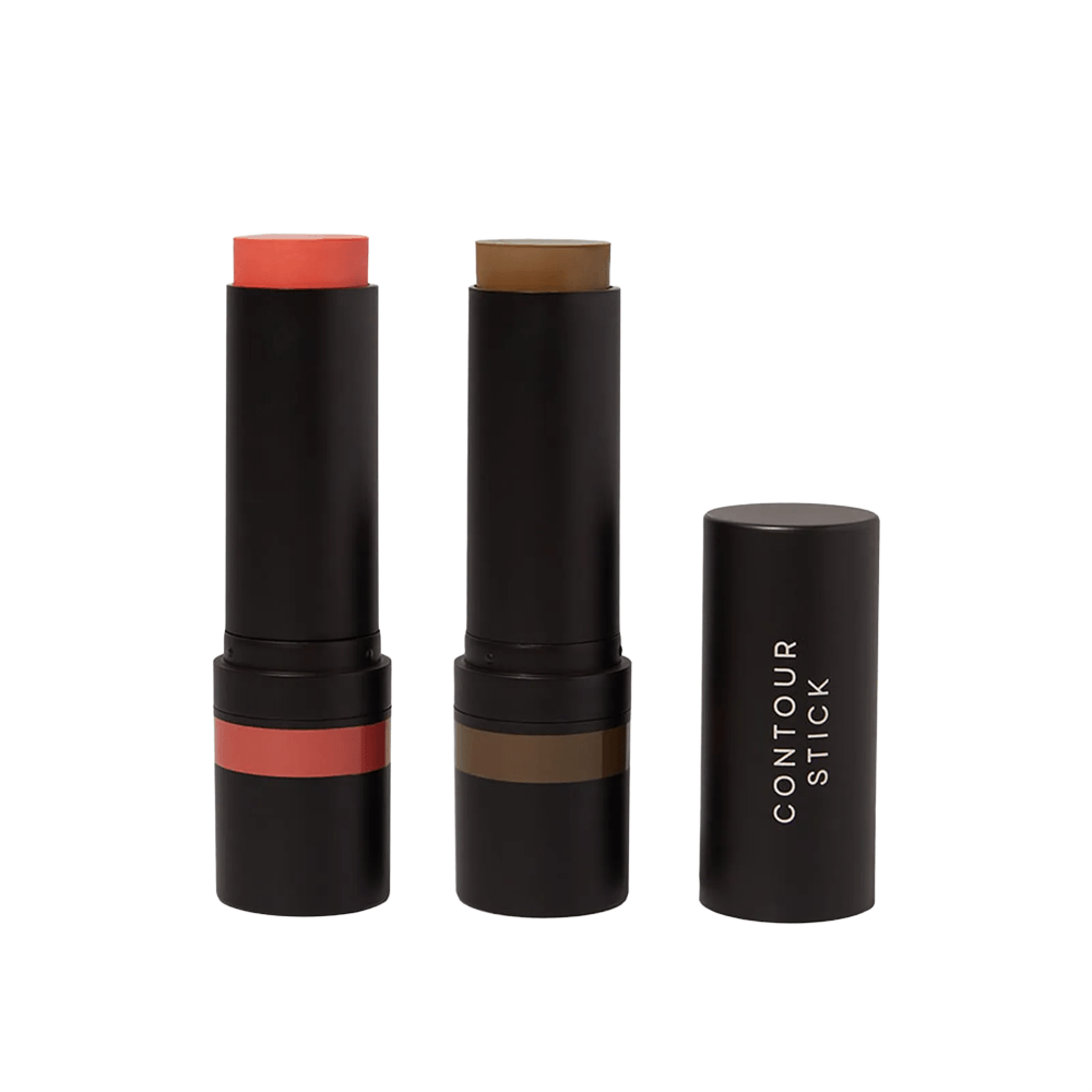 Kit Blush em Bastão Coral + Contorno em Bastão Marrom Médio Océane Edition