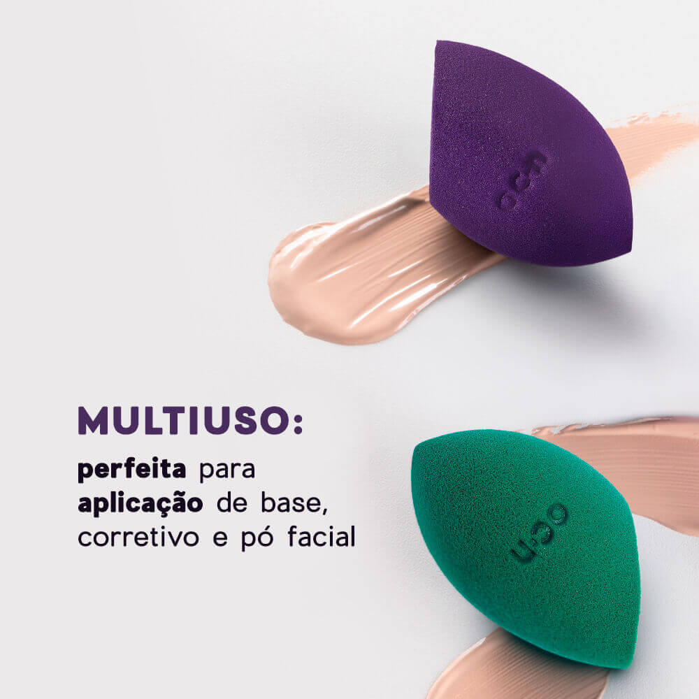 Esponja de Maquiagem  Flat Blend Océane Purple Verde 4 Unidades