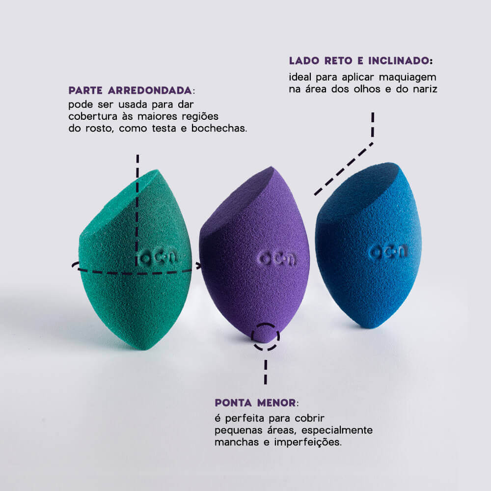 Esponja de Maquiagem  Flat Blend Océane Purple Verde 4 Unidades