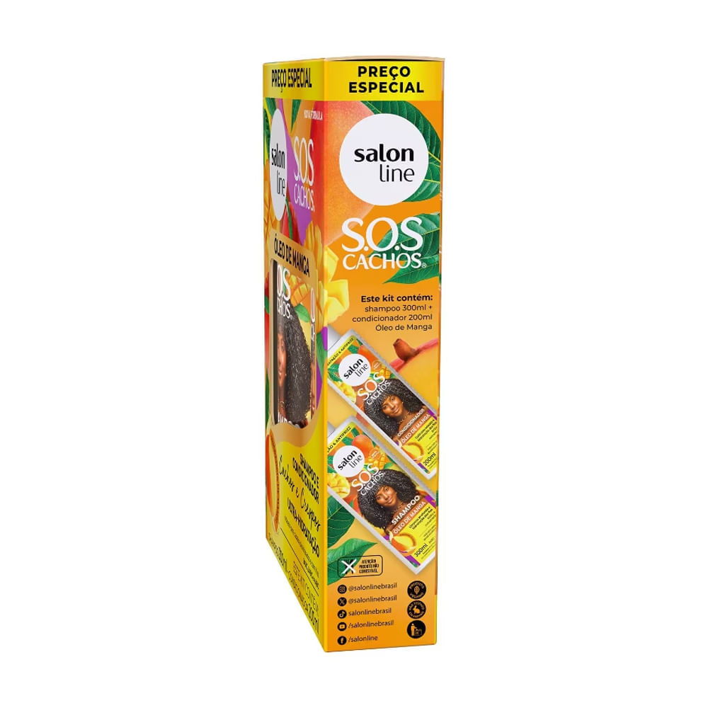 Kit Salon Line Shampoo 300ml + Condicionador 200ml SOS Cachos Óleo De Manga