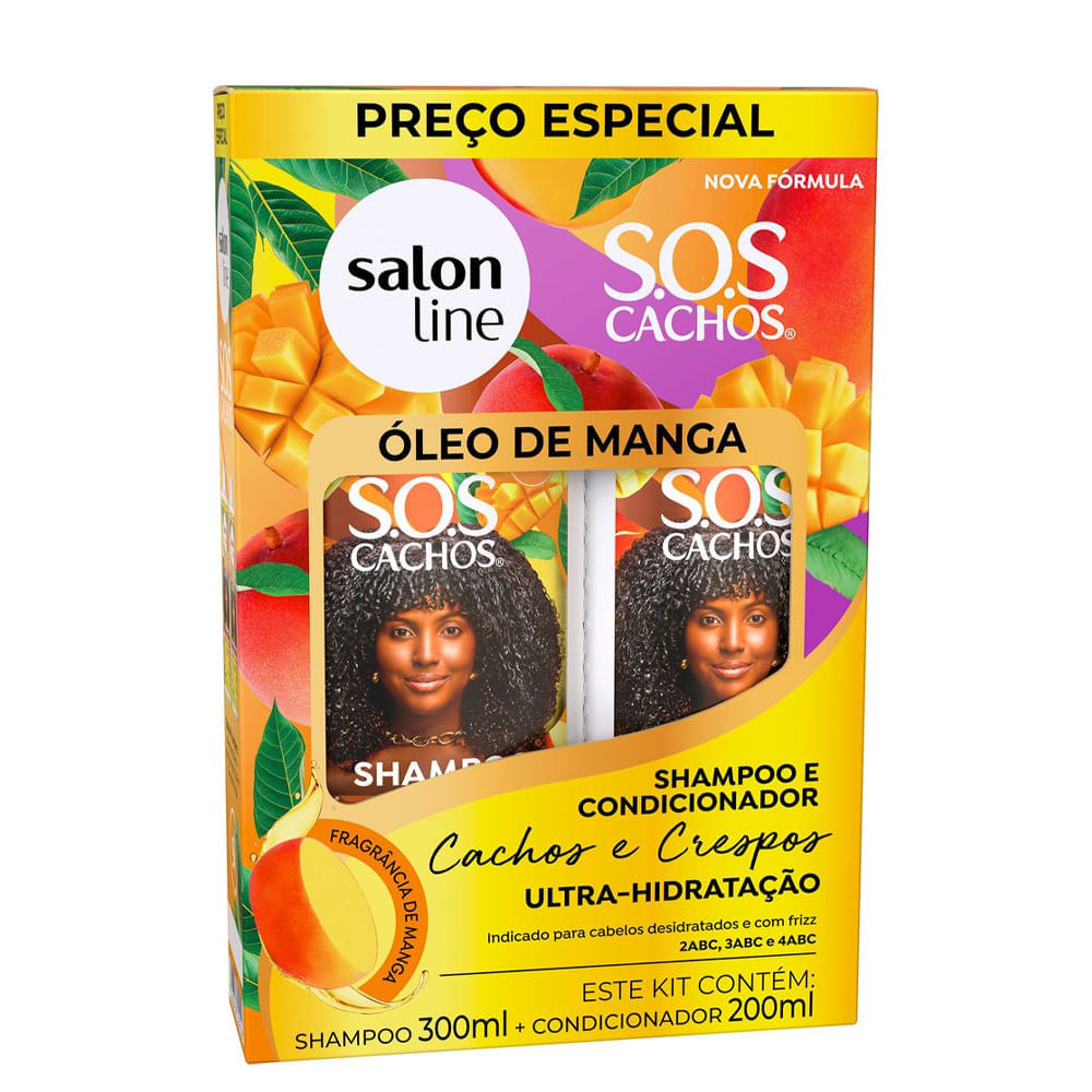 Kit Salon Line Shampoo 300ml + Condicionador 200ml SOS Cachos Óleo De Manga