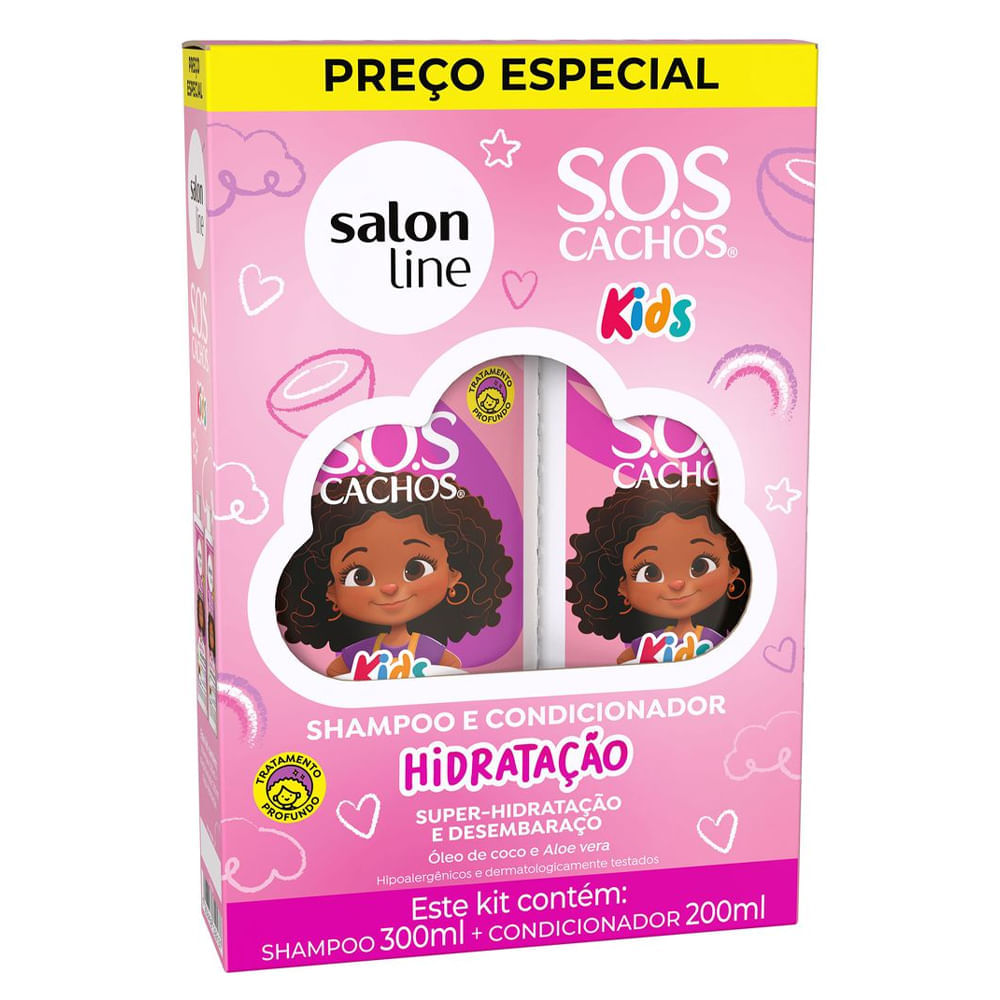 Kit Salon Line Kids Shampoo 300ml + Condicionador 200ml SOS Cachos Hidratação