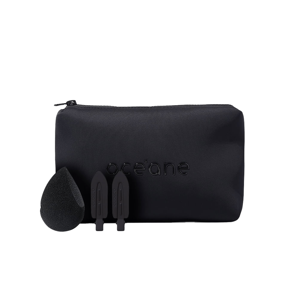 Kit Nécessaire Preto Daily Makeup + Esponja De Maquiagem + Hair Clip
