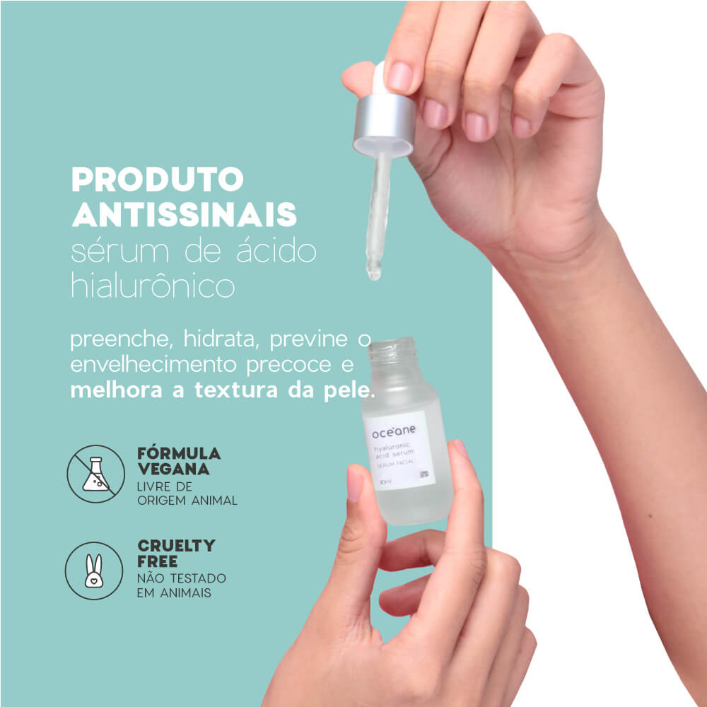Kit Sérum Facial com Ácido Hialurônico + Hidratante Vitamina C (2 Produtos)