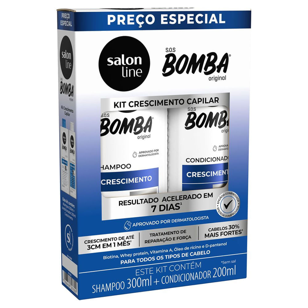 Kit Salon Line Shampoo 300ml + Condicionador 200ml Sos Bomba Crescimento