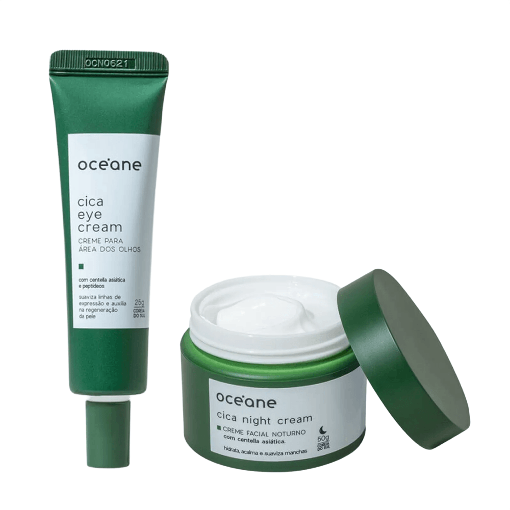 Kit Creme Hidratante Facial Noturno + Creme Para Área Dos Olhos Cica