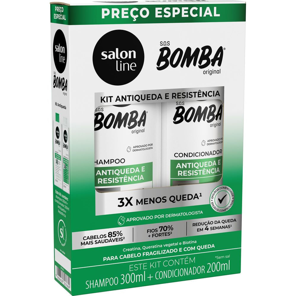 Kit Salon Line Shampoo 300ml + Condicionador 200ml Sos Bomba Antiqueda