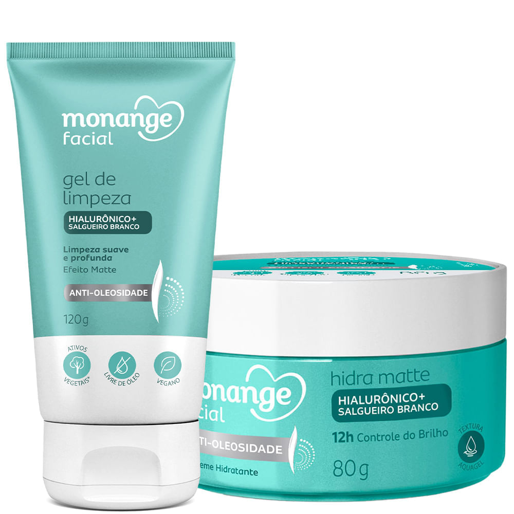 Kit Gel Facial 120g + Creme Facial Anti-oleosidade Monange 80g