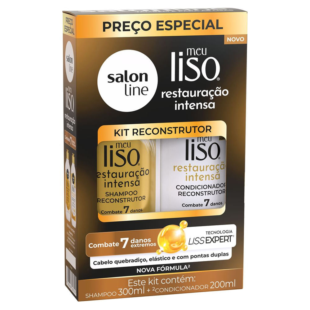 Kit Salon Line Shampoo 300ml + Condicionador 200ml Meu Liso Restauração Intensa