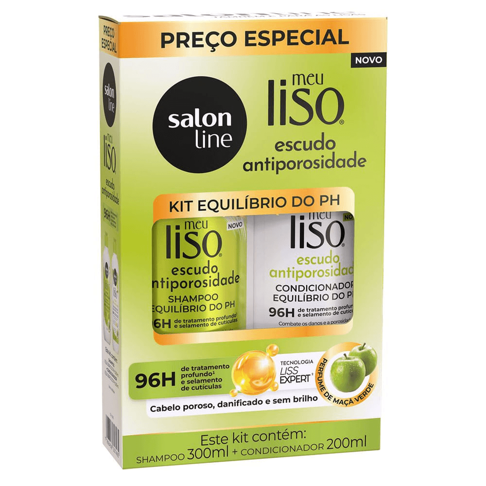 Kit Salon Line Shampoo 300ml + Condicionador 200ml Meu Liso Escudo Antiporosidade