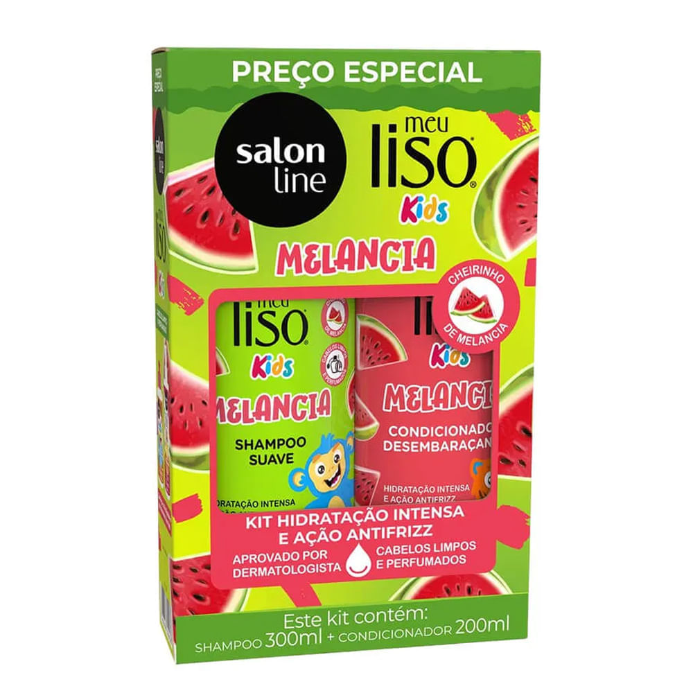 Kit Salon Line Shampoo 300ml + Condicionador 200ml Meu Liso Kids Melancia