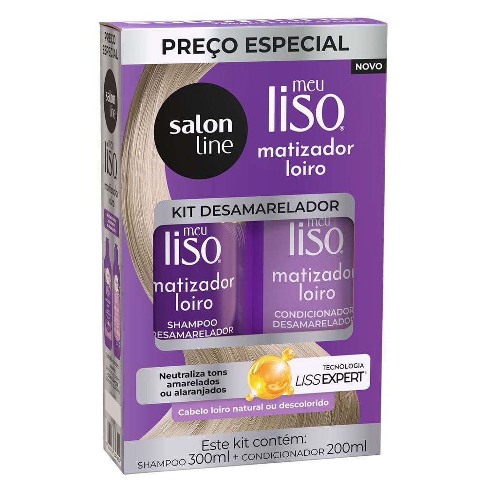 Kit Salon Line Shampoo 300ml + Condicionador 200ml Meu Liso Matizador Loiro