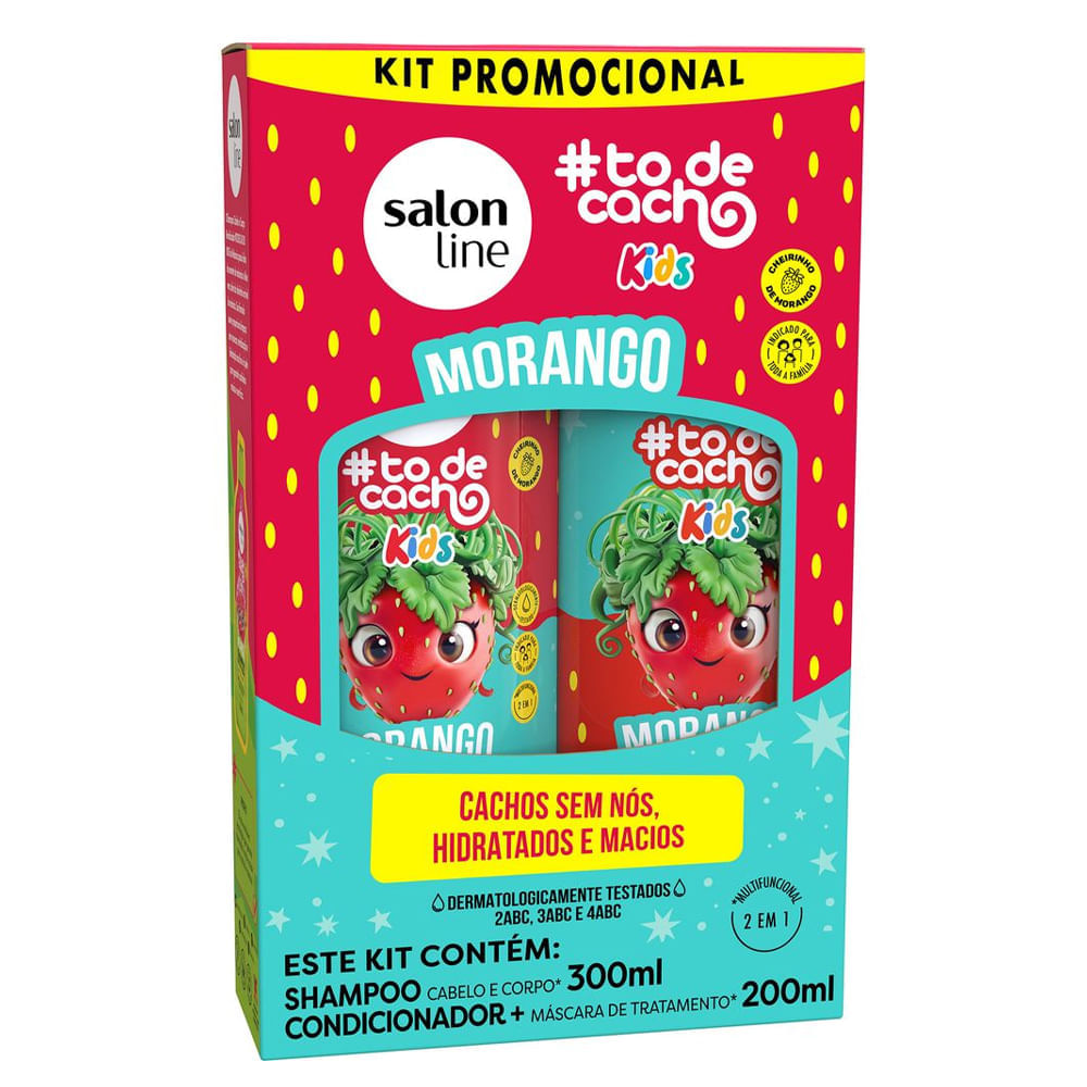 Kit Salon Line Shampoo 300ml + Condicionador 200ml #todecacho Kids Morango