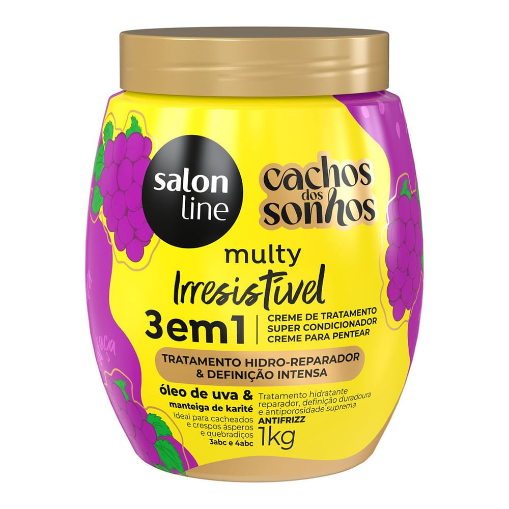 Creme 3 Em 1 Cachos Dos Sonhos Multy Irresistível Uva Salon Line 1kg