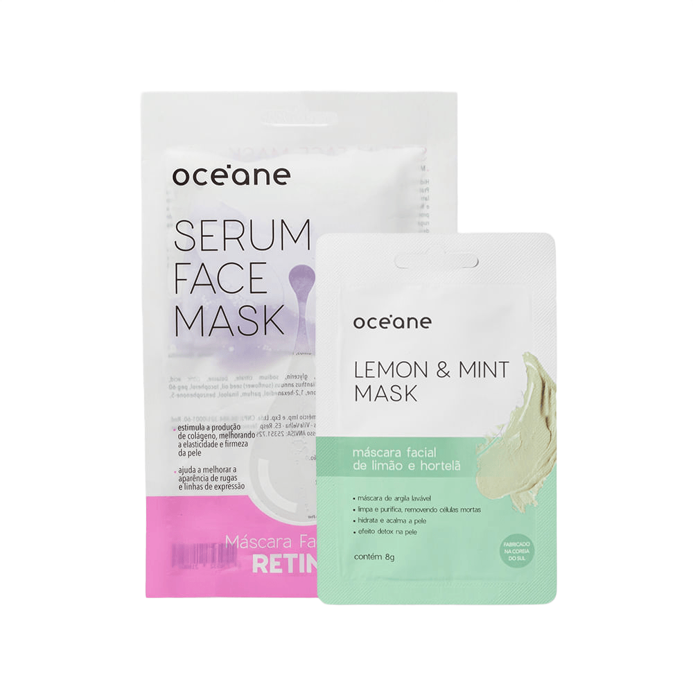 Kit Máscara Facial de Limão e Hortelã + Máscara Facial com Retinol