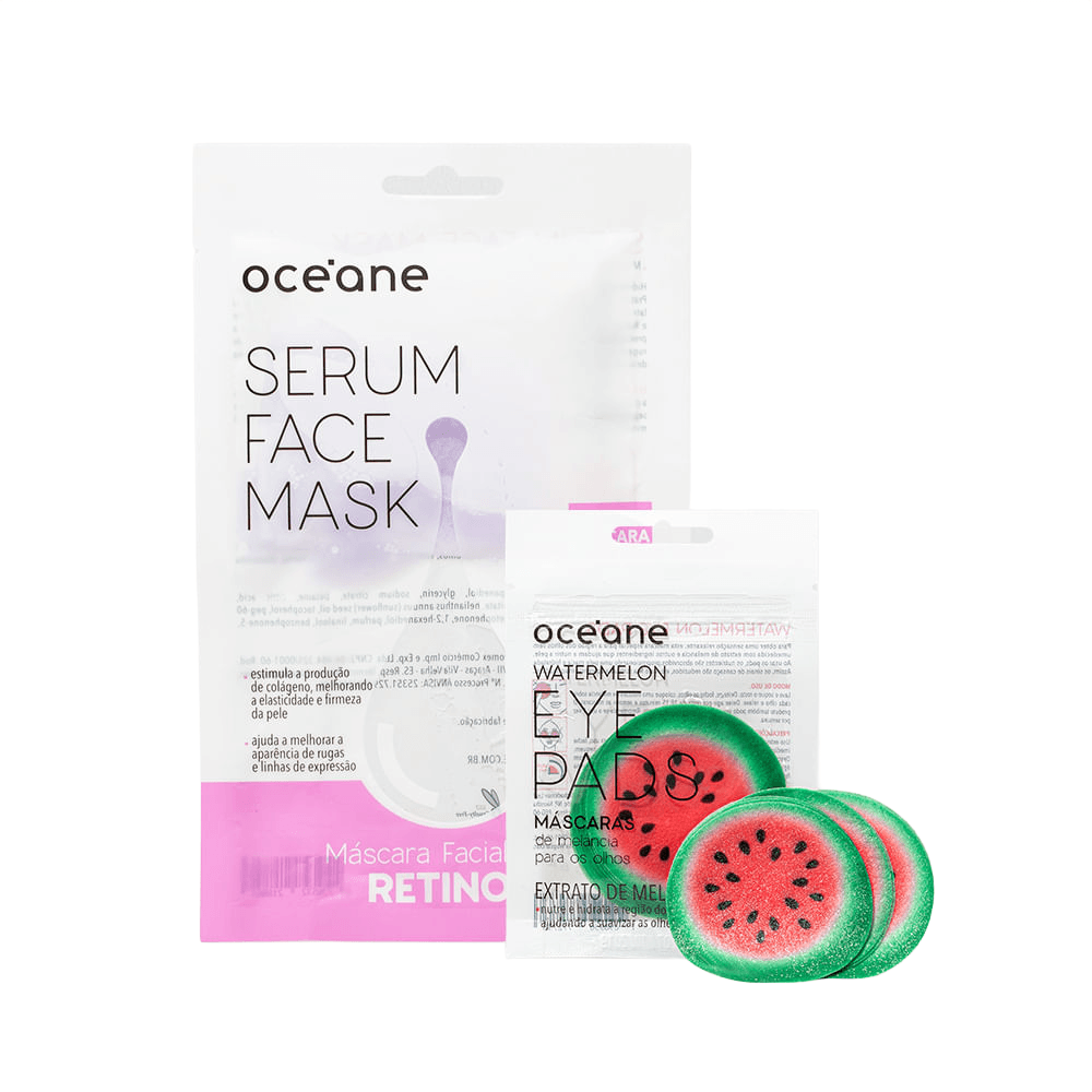 Kit Máscara Para Os Olhos de Melancia + Máscara Facial com Retinol