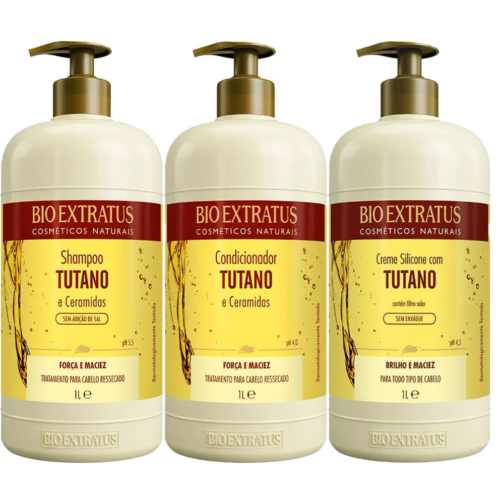 Kit Shampoo + Condicionador + Creme De Pentear Bio Extratus Tutano 1l