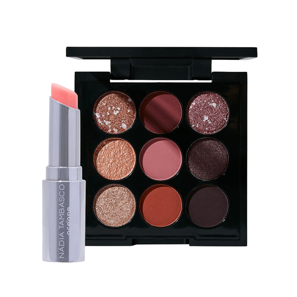 Kit Paleta De Sombras + Revitalizador Labial Rosa Nádia Tambasco By Océane