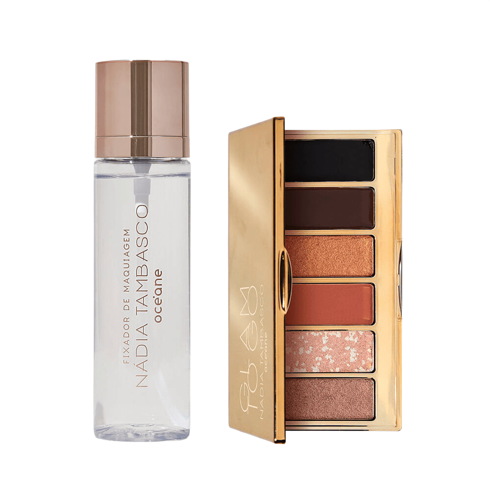 Kit Paleta De Sombras Glam To Go + Fixador De Maquiagem Nádia Tambasco By Océane