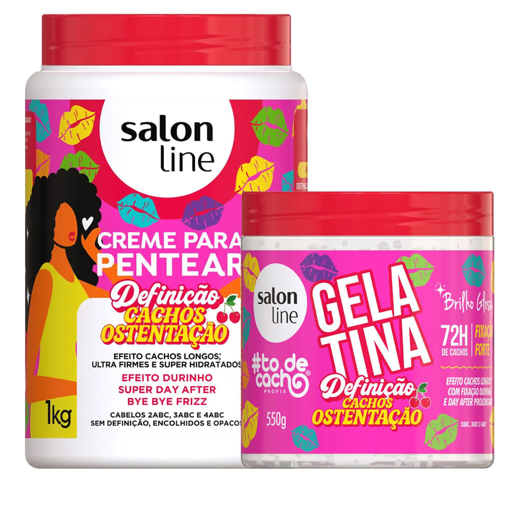 Kit Salon Line Cachos Ostentação Creme De Pentear 1kg + Gelatina Todecacho 550g