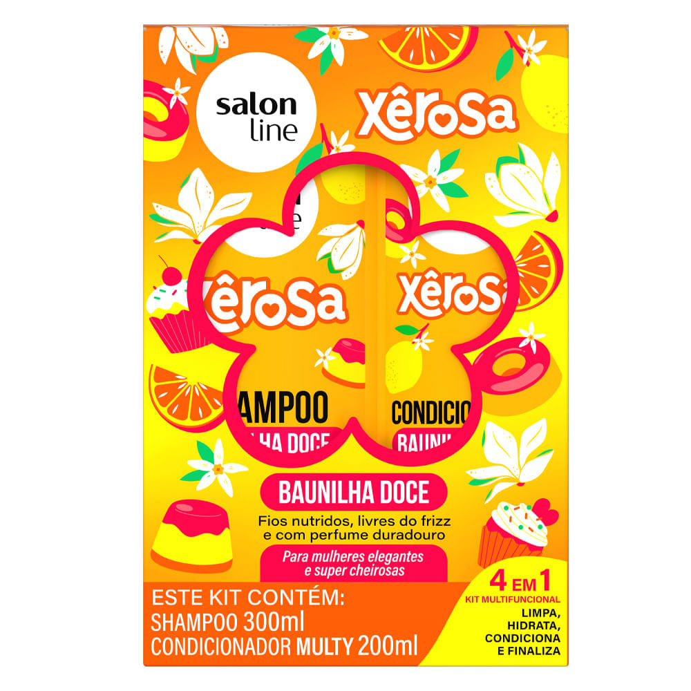 Kit Salon Line Shampoo 300ml + Condicionador Multy 200ml Xêrosa Baunilha Doce